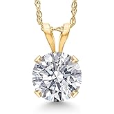 Gem Stone King 1 Ct Round 14K Yellow Gold IGI Certified Lab Grown Diamond Pendant Necklace | E-F Color | VS1-VS2 Clarity | Gold Necklace for Women | 18 Inch Chain