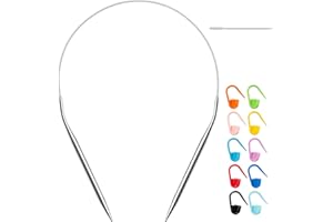 16 inch US Size 8/5mm Circular Knitting Needles Set for Beginners, Metal Round Knitting Needles with Magic Loop, Stainless St