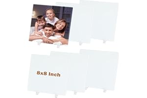 WANZELONYO Sublimation Tempered Glass Blanks Photo 6 PCS 8x8 Inch for DIY Crystal Plaque 4MM/0.15 Inch Thickness
