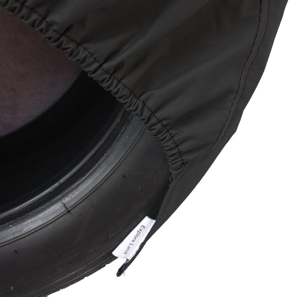 Explore Land Tire Covers 4 Pack - Tough Tire Wheel Protector For Truck, SUV, Trailer, Camper, RV - Universal Fits Tire Diameters 23-25.75 inches, Black: Automotive
