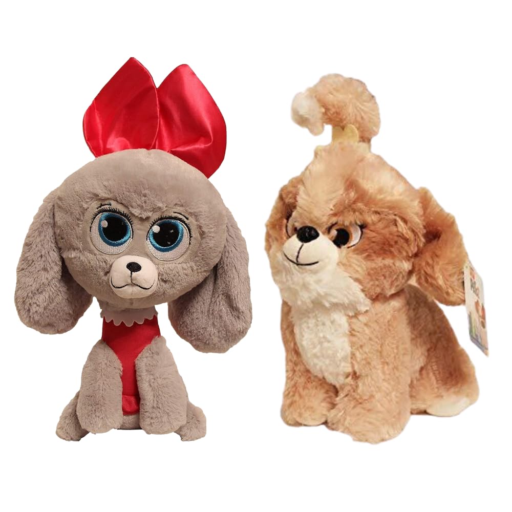 Secret Life Of Pets 2 Pups - 25cm 10" - Shih Tzu Daisy & Princess the Poodle Super Soft Gift Quality Plush Set of 2