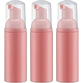 Tekson Travel Foam Pump Bottle, 3PCS Empty Foaming Soap Dispenser, 60ml | Mini travel size foamer, small mousse container, leakproof, for lash shampoo, for shampoo, for TSA, pink, 2oz