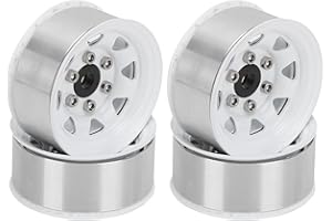 DILWE RC Wheel Hub, 4 Pcs 1.55 Inch RC Wheel Rim Hub Zinc Alloy RC Beadlock Wheel Rim Hub Compatible with TF2 CC01 LC70 D90/MST Axial AX90069 RC Car(white)
