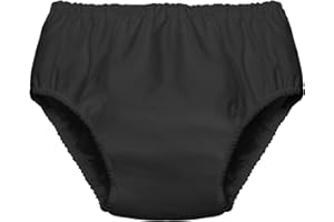 AMYLOVE Swim Diapers for Adult Reusable Diaper for Pool Washable Leak Resistant Waterproof Adult Pull on Cover Pants for Men Women, Medium (Black,1 Piece)