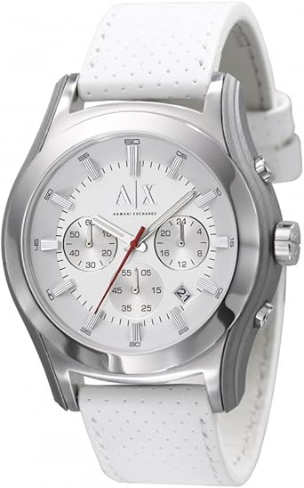 Armani Correa de Reloj AX-2071 Piel Blanco 22mm(Sólo Reloj ...