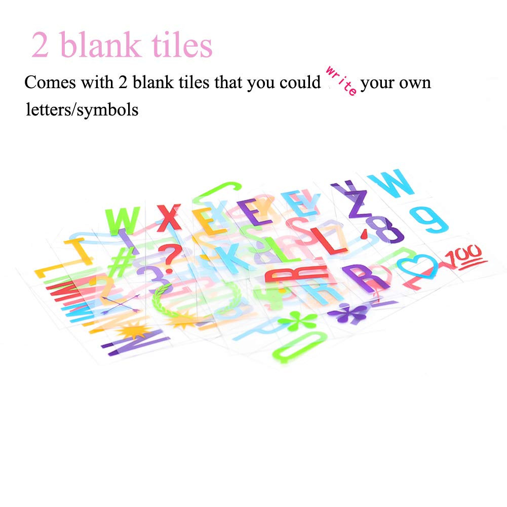 Wuddi Removable Colorful Cute Light Box Cards 98 Numbers, Symbols, Punctuation Tiles with 2 Blank Tiles for A4 Size LED Marquee Cinema Letter Sign Alphabet Box