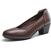 DREAM PAIRS Women's Low Chunky Heels Comfortable Block Work Pumps Closed Round Toe Dress Shoes for Office Business