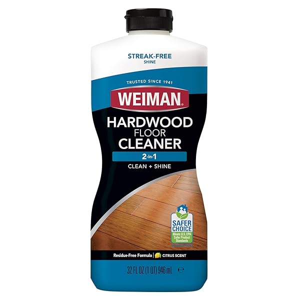 WEIMAN HARDWOOD CLEANER FOR FINISHED HARDWOOD FLOORS, ENGINEERED FLOORS, LAMINATE – STREAK-FREE RESULTS, EPA SAFER CHOICE CERTIFIED, 32 OZ
