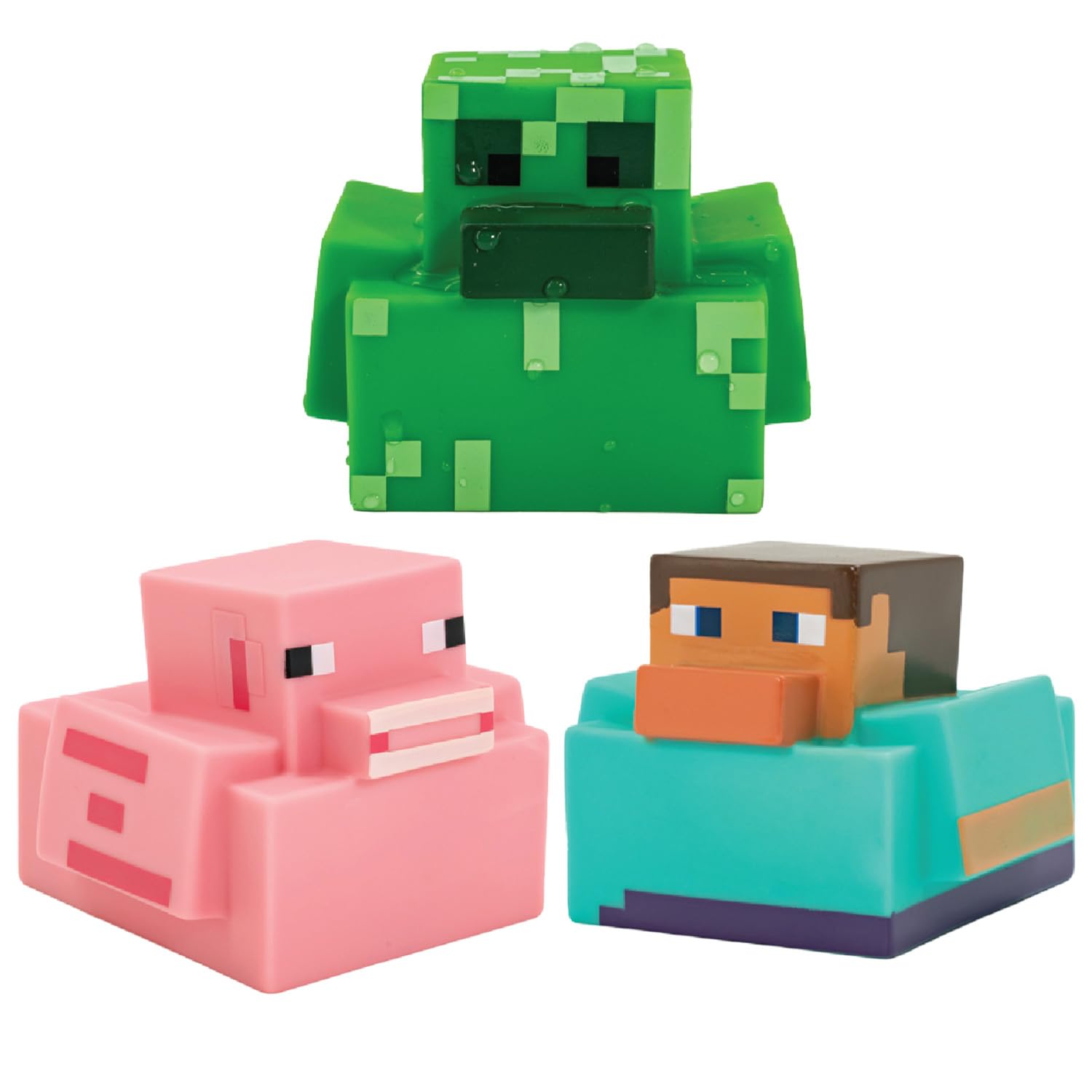 Minecraft Rubber Duckies - Officially Licensed Minecraft Bath Ducks, Featuring Creeper, Pig & Steve Bath Toys, Funny Jeep Duck, Novelty Gift for Gamers | Paladone