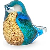LONGWIN Handmade Glass Bird Figurine Blown Art Animal Sculpture Home Decoration Tabletop Centerpiece
