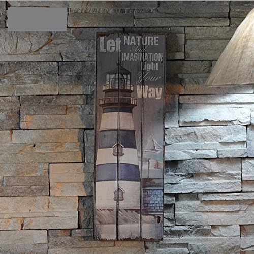 Phuastore 1pc 20x60x1.5cm Mediterranean Style Design Nautical Wood Wall Plaque Sign Hanging Ornament Home Decor ''SAIL Toward Your Dreams'' (Lighthouse)