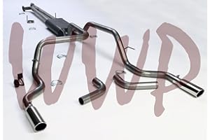 MVP AUTO PARTS Performance SS409 Stainless Steel Dual Cat Back Exhaust Muffler System Kit With Polished Tips Compatible With 2007-2009 Toyota Tundra 5.7L Pickup Truck