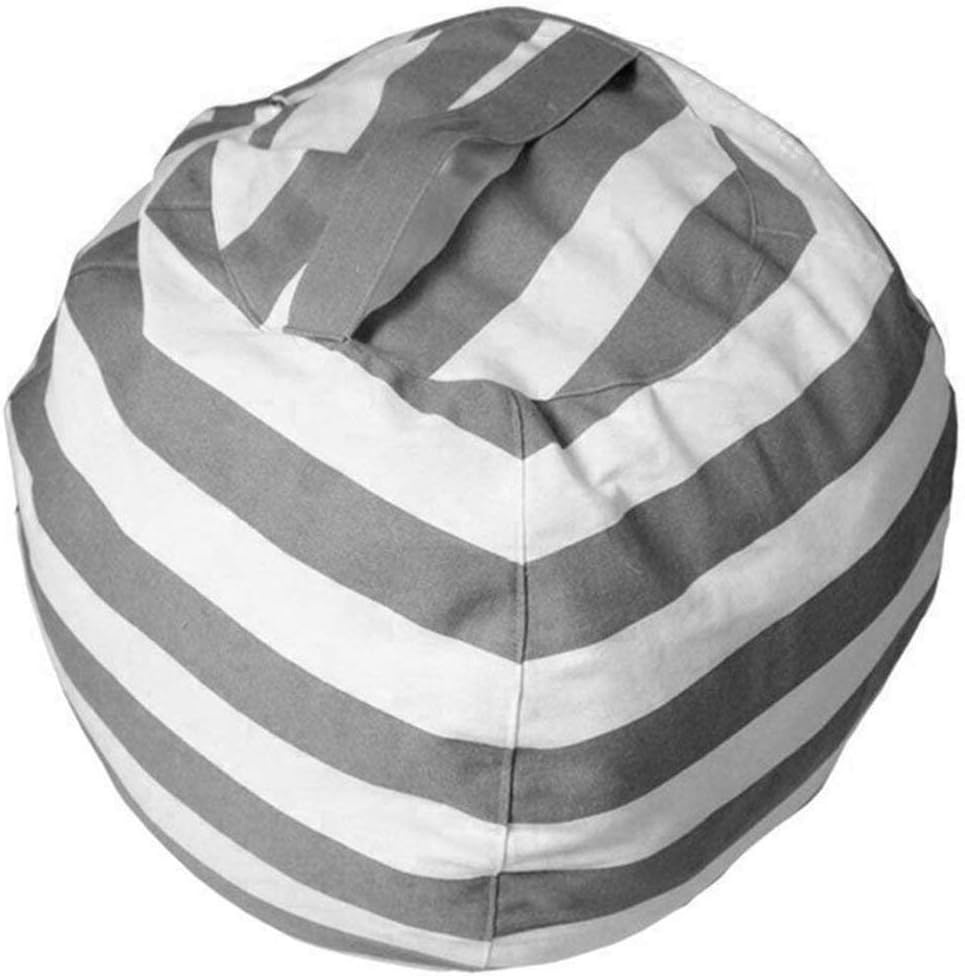 Yililay Plush Toy Storage Bag Striped Canvas Large Capacity Stuffed Bean Bag Toy Organizer Zipper Soft Pouch