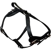 Redline K9 Padded Leather Quick Release Dog Protection and Tracking Harness (Large) Black