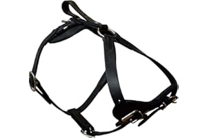 REDLINE K-9 Redline K9 Padded Leather Quick Release Dog Protection and Tracking Harness (Medium) Black