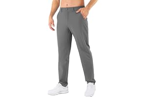 Shallowlulu Mens Golf Pants Stretch Classic Fit Dress Pants 30"/32"/34" Quick Dry 6 Pockets Water-Resistant Casual Trousers