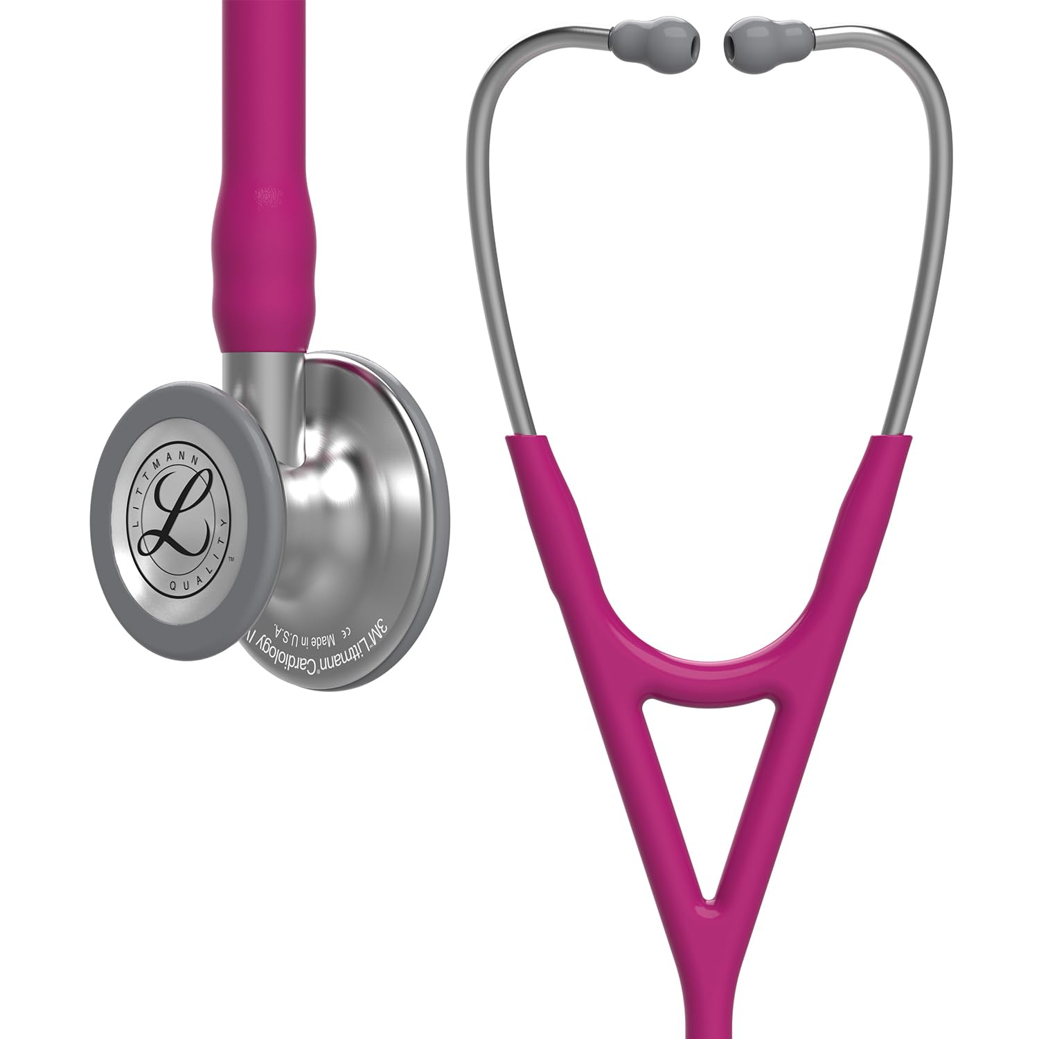 3M Littmann Cardiology IV Diagnostic Stethoscope, Standard-Finish Chestpiece, Raspberry Tube, Stainless Stem and Headset, 27 inch, 6158