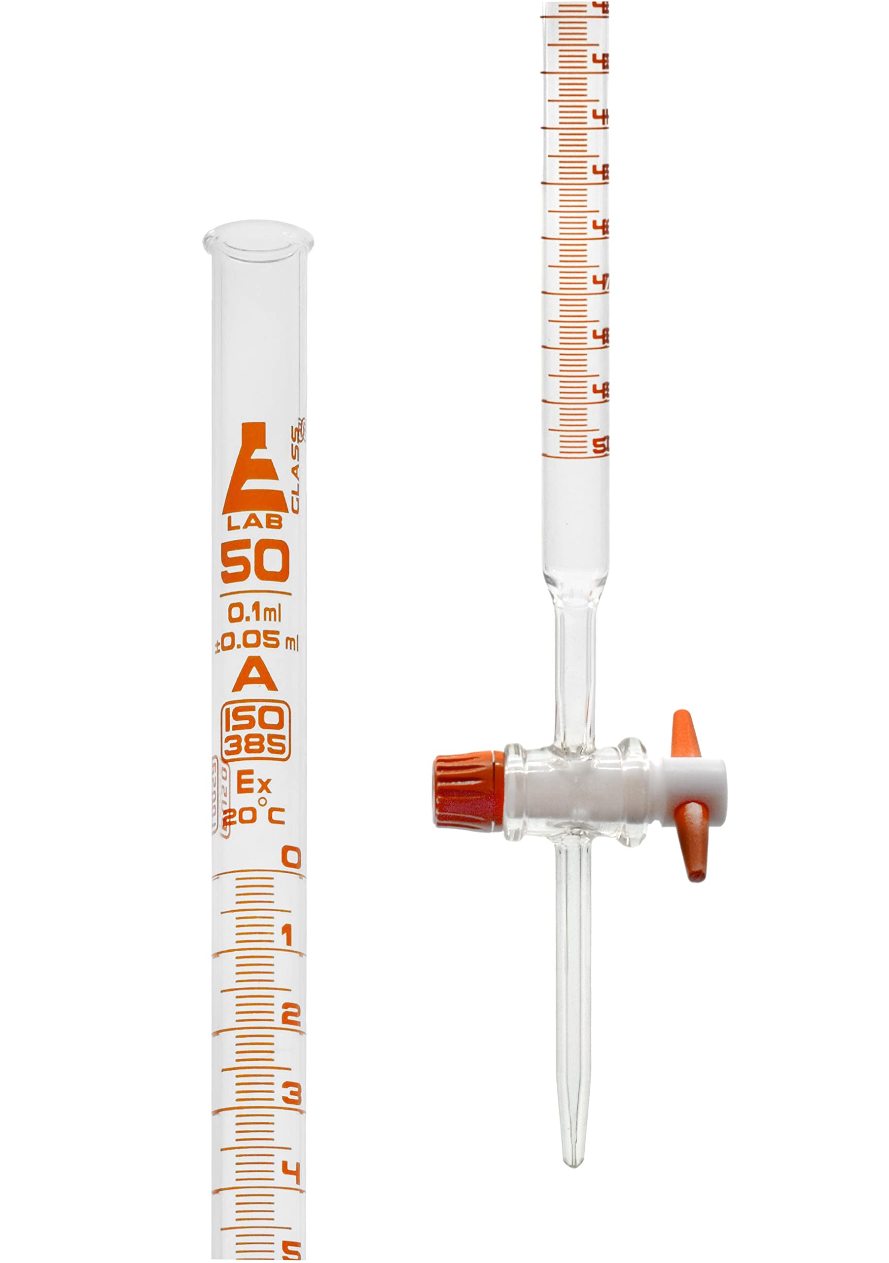 EISCO Lab Burette, 50mL - Class A - 0.1mL Amber