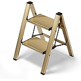 HillhutApex 2 Step Stool, Aluminum Foldable Step Ladder, Lightweight Stable Stool with Wide Non-Slip Pedals, 330lbs Bearing C
