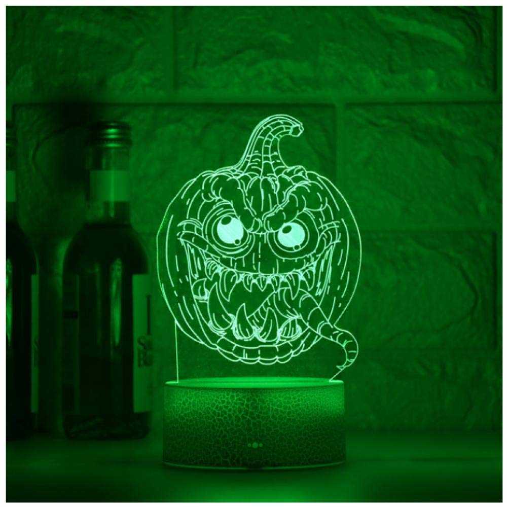 Gruseliger Kürbiskopf LED Nachtlicht 3D Illusion Lampe Kinder