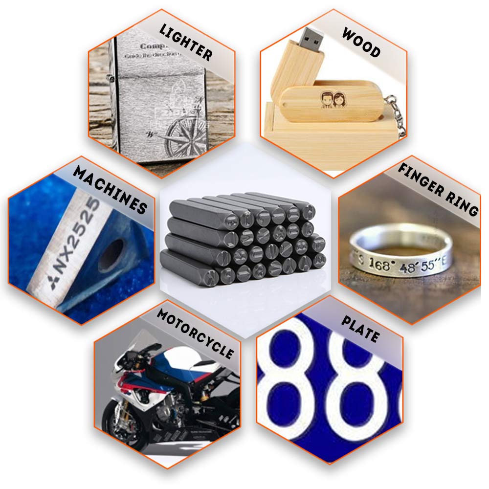 Oudtinx Number and Letter Stamp Set (36 Piece Punch Set/A-Z & 0-9) Industrial Grade Hardened Carbon Steel Metal - 1/16