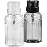 SUTOKAKA 2 Pack Non-Acetone Nail Polish Remover Pump Dispenser Lockable Empty Alcohol Dispenser Push Down One-Touch Bottle Container with Flip Top Cap for Makeup Remover Facial Toner, 300ML(10.1oz)
