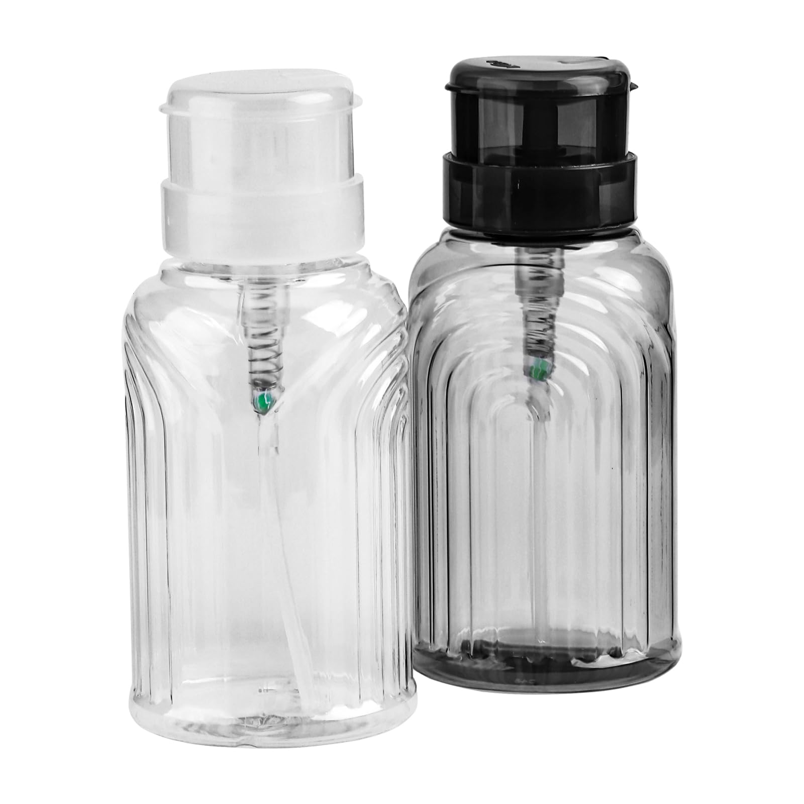 Photo 1 of SUTOKAKA 2 Pack Nail Polish Remover Pump Dispenser Lockable Empty Alcohol Dispenser Push Down One-Touch Pump Bottle Container with Flip Top Cap for Makeup Remover Facial Toner, 300ML(10.1oz)