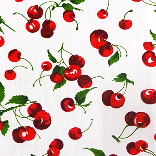 Cherry Fruit White Poly Cotton, 58