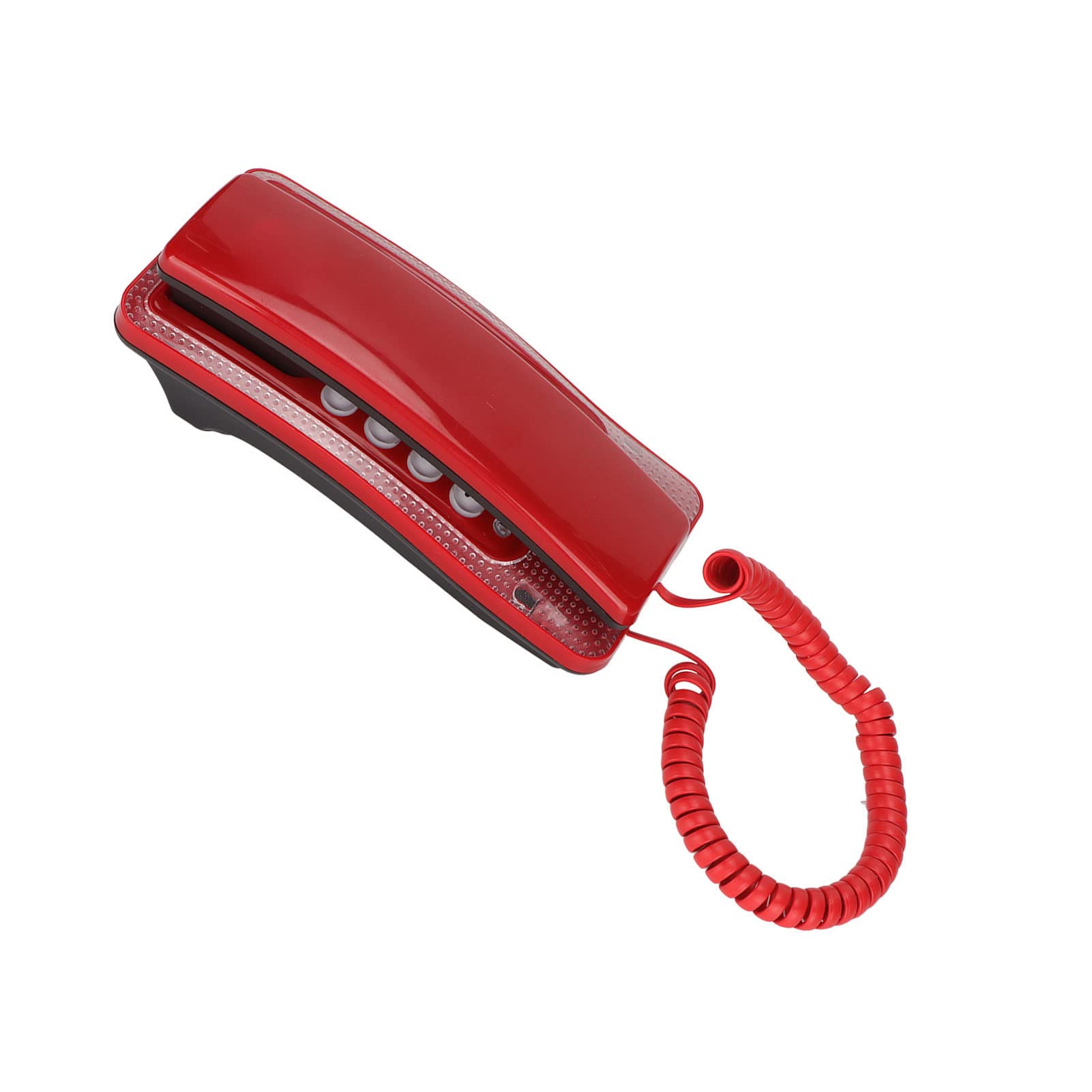 wendeekun KXT‑438 Mini Wired Wall Telephone, Multifunctional Speed Dial Corded Telephone, Pause Redial, Portable Landline Telephone for Home Office Hotel（Black/White）(red)