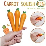Carrot Pen Slow Rising Squishy Squish Carrot Pencil Comfortable Soft Pen Grip, 2 Pencils, 0.5 mm Point Black Ink Stationery Office Supplies Including Protective Cap