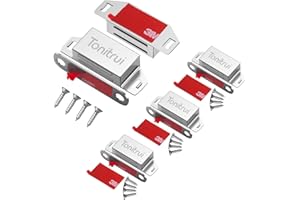 Tonitrui Cabinet Door Magnet, Flat Bottom Cabinet Magnetic Catch with Adhesive, Easy to Install,Only Takes 1 Minute,35lb Magnetic Cabinet Door Drawer Latch (Sliver, 4Pack)