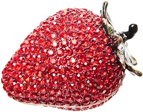 KALIFANO Strawberry Jewelry Box/Stash with Swarovski Element Crystals and Gemstones Made for Storage, Organization, and Display - Handmade Earring, Necklace, and Ring Box (Collectible Oranament)