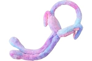 Luwecf Soft Bunny Ear Warmers, Moving Bunny Ears Earmuffs for Winter