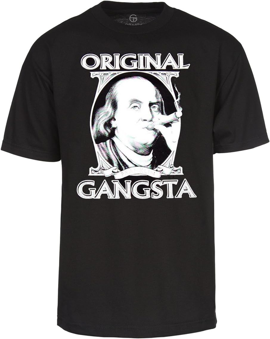 Original Gangsta Benjamin Franklin Cotton T-Shirt- Black