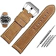 Niziruoup Leather Watch Bands for Men, Vintage Top Grain Leather Watch Strap Compatible with Panerai Watch Band, Genuine Leather Bracelet Watch Replacement Band 20mm 22mm 24mm 26mm