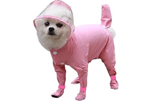 IOICYBF Dog Raincoat with Hood, Waterproof Full-Coverage Reflective Rain Jacket Quick-Drying Rain Poncho and Shoes for Small Medium Large Dogs,Pink,XL