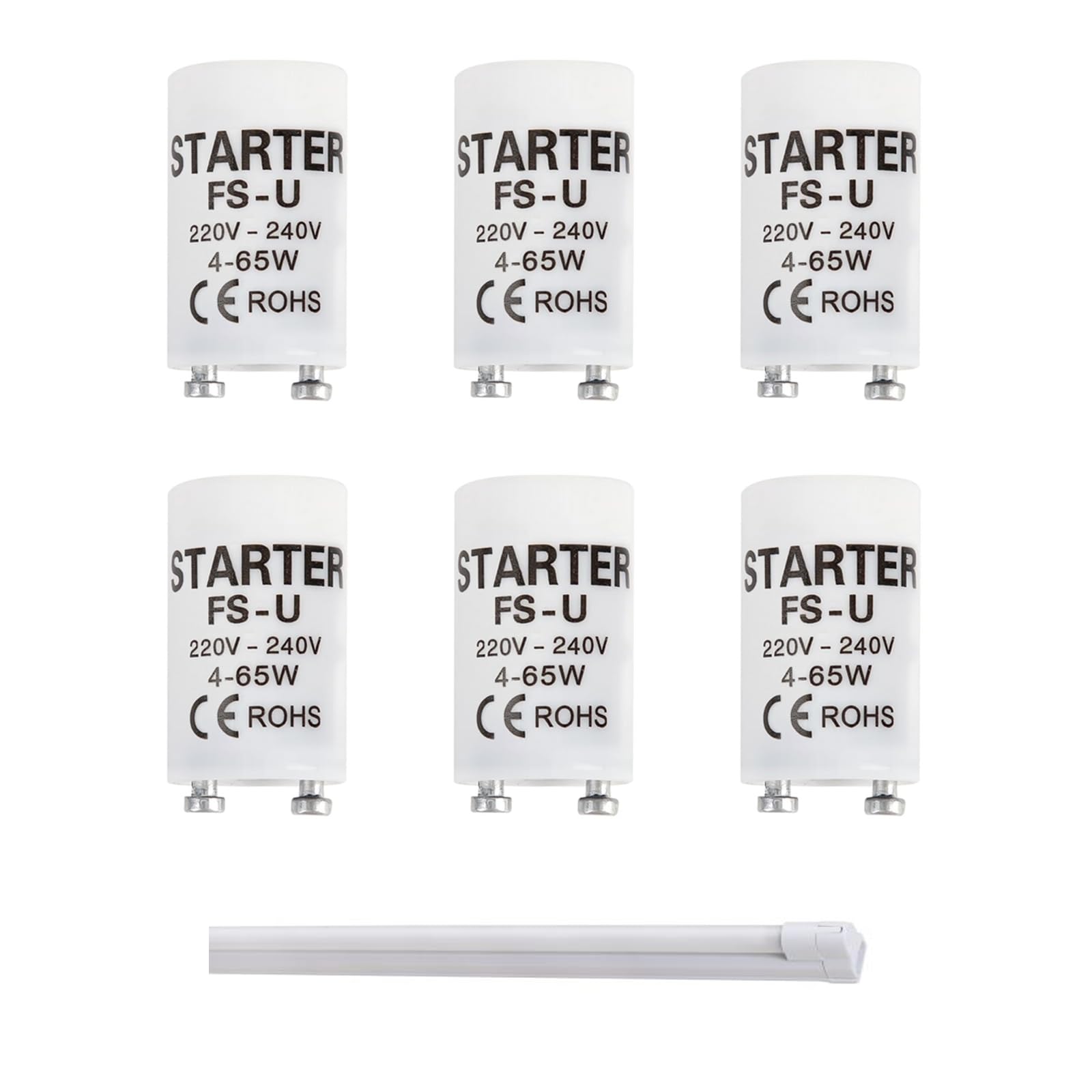 WanderGo Fluorescent Light Starter, 6Pcs Starter for Fluorescent Light, Fluorescent Light Fittings for Strip Lamps, Energy-Saving Lamps