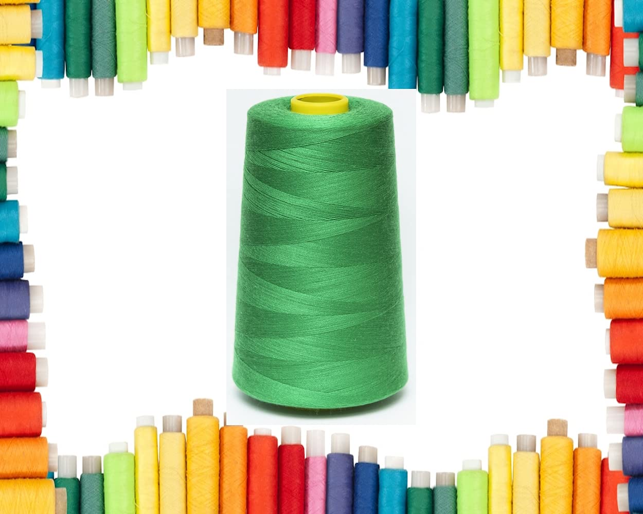 Rohans Overlock Yarn 40/2 (120), 5000 Yards (4570 Meters) Sewing Thread Cones, Sewing Machine Multi Colour Yarn Cones, 100% Polyester Material (Moss Green, 1)