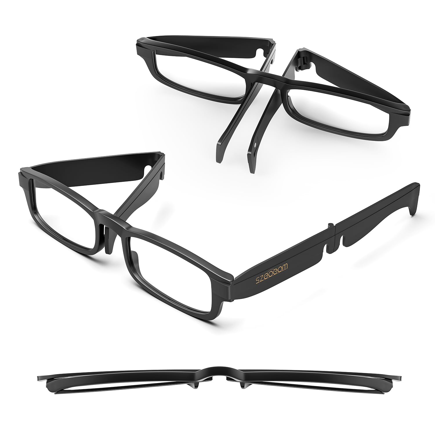 SZEOEOM Folding Reading Glasses Portable Pocket Readers Slim ultra-thin Compact readers Travel BlueLight Blocking Women Men (BLACK, 3, Dioptres)