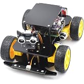 Adeept 4WD Smart Car Kit for Raspberry Pi 5/4B/3B/3B+(Board Not Included), Line Tracking, Light Tracing, Obstacle Avoidance, Servo Motor, OLED Display, Buzzer, LED Dot Matrix Display