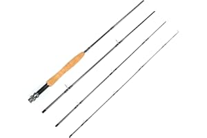 Fly Fishing Rod, 4 Pieces Portable, Carbon Fiber, Light Weight, Fast Action, 6'8" 2-3wt or 7'6" 3-4wt, for Freshwater Stream 