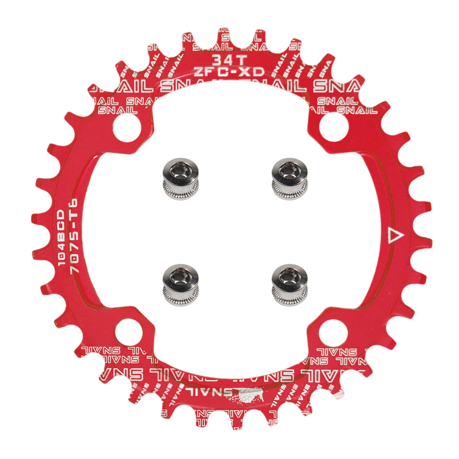 yongness Bicycle Crank Chainring Narrow Wide Chainring 34T Single Bicycle Chainring with Positive and Negative Tooth 104BCD Fit for MTB Road Bicycles (Red)