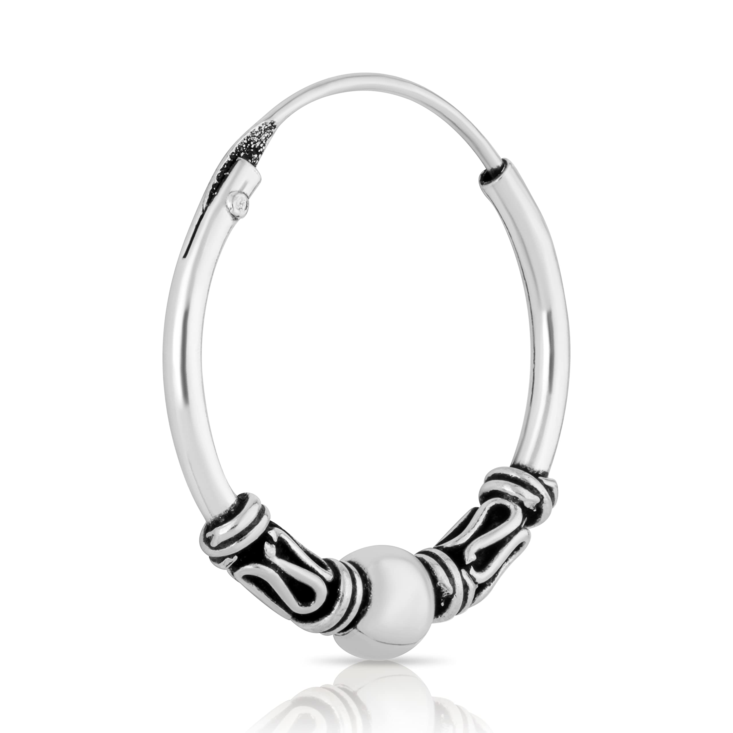 NKlaus Bali Creole single earring 18mm in 925 Sterling Silver Medieval Gothic 2578