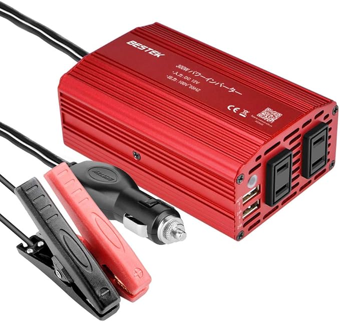 Amazon Bestek カーインバーター 300w シガーソケット 車載充電器 Usb 2ポート Acコンセント 2口 Dc12vをac100vに変換 Mri3010bu バッテリー接続コードあり インバーター コンバーター 車 バイク