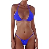 XUNYU Thong Bikini Sets for Women - Brazilian Micro String Bikinis Sexy Two Piece Swimsuit Triangle Top Halter Bathing Suits