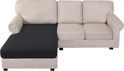BellaHills High Stretch Jacquard Sofa Seat Covers Chaise Black