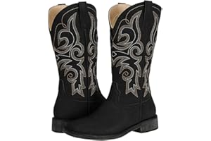 SheSole Cowgirl Boots for Women Square Toe Mid Calf Embroidered Fashion Western Cowboy Boots