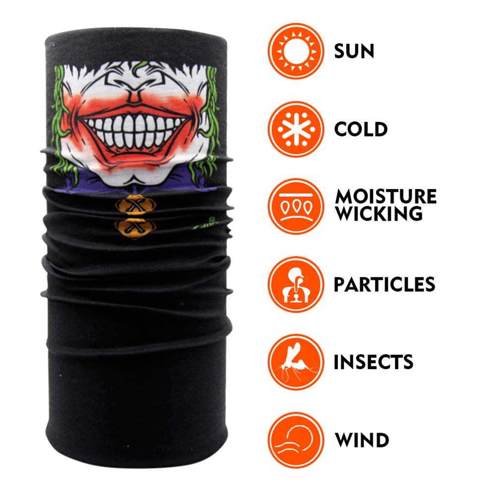 QERLIN Motorcycle Face Masks Riding Half Mask Bandana Clown For Running