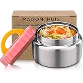 MAISON HUIS 8oz Soup Thermo Wide Mouth Vacuum Insulated Food Jar for Hot&Cold Food, Leak Proof Stainless Steel Kids Lunch Container for School Travel(Pink)