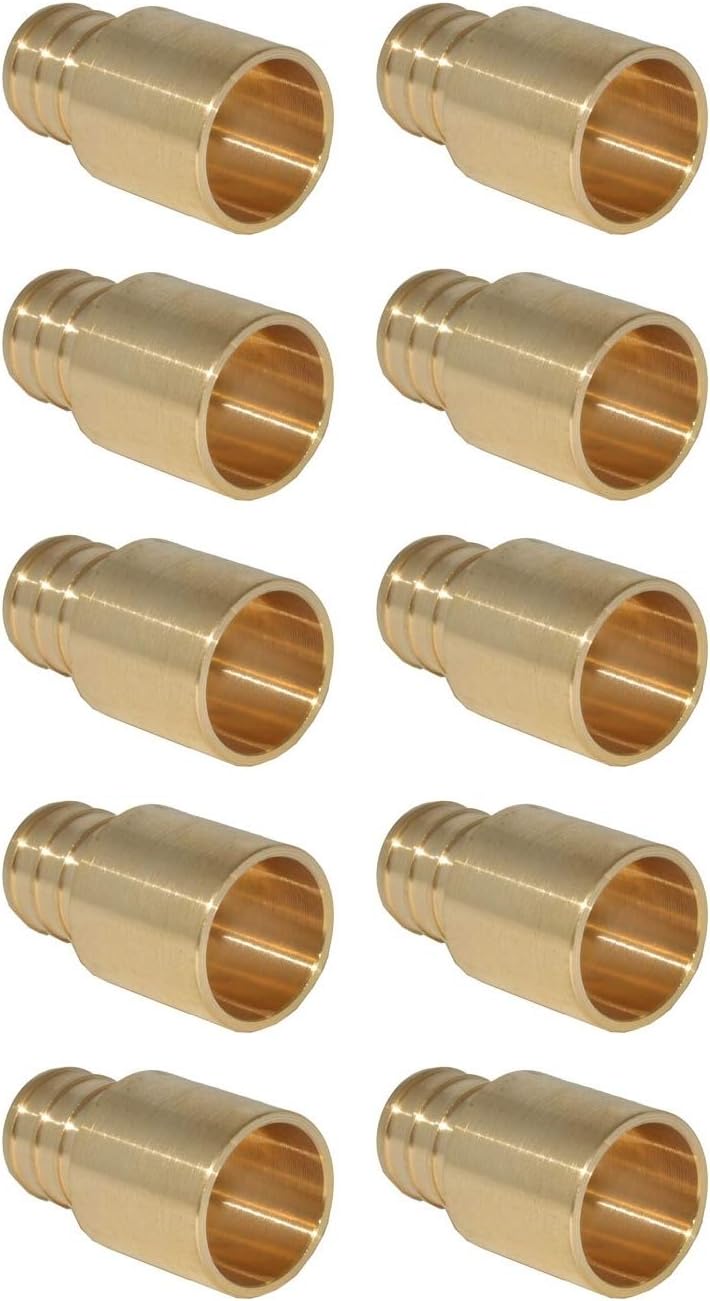 (10-pk) Pex 1/2" Male Sweat x 1/2" Pex Barb Adapter- Sweats Inside Copper Fitting Hubs